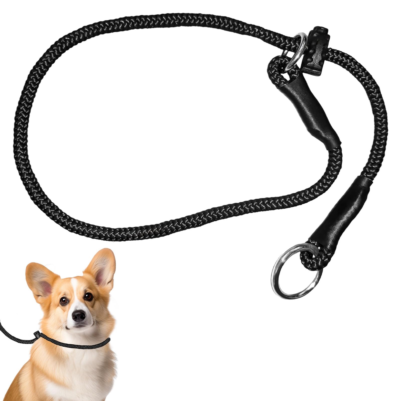 1PCS Nylon Dog Training Collar 55cm,Black Slip Collar for Dogs,No Pull P-Collar Dog Slip Collar for Small Dogs(M Size)