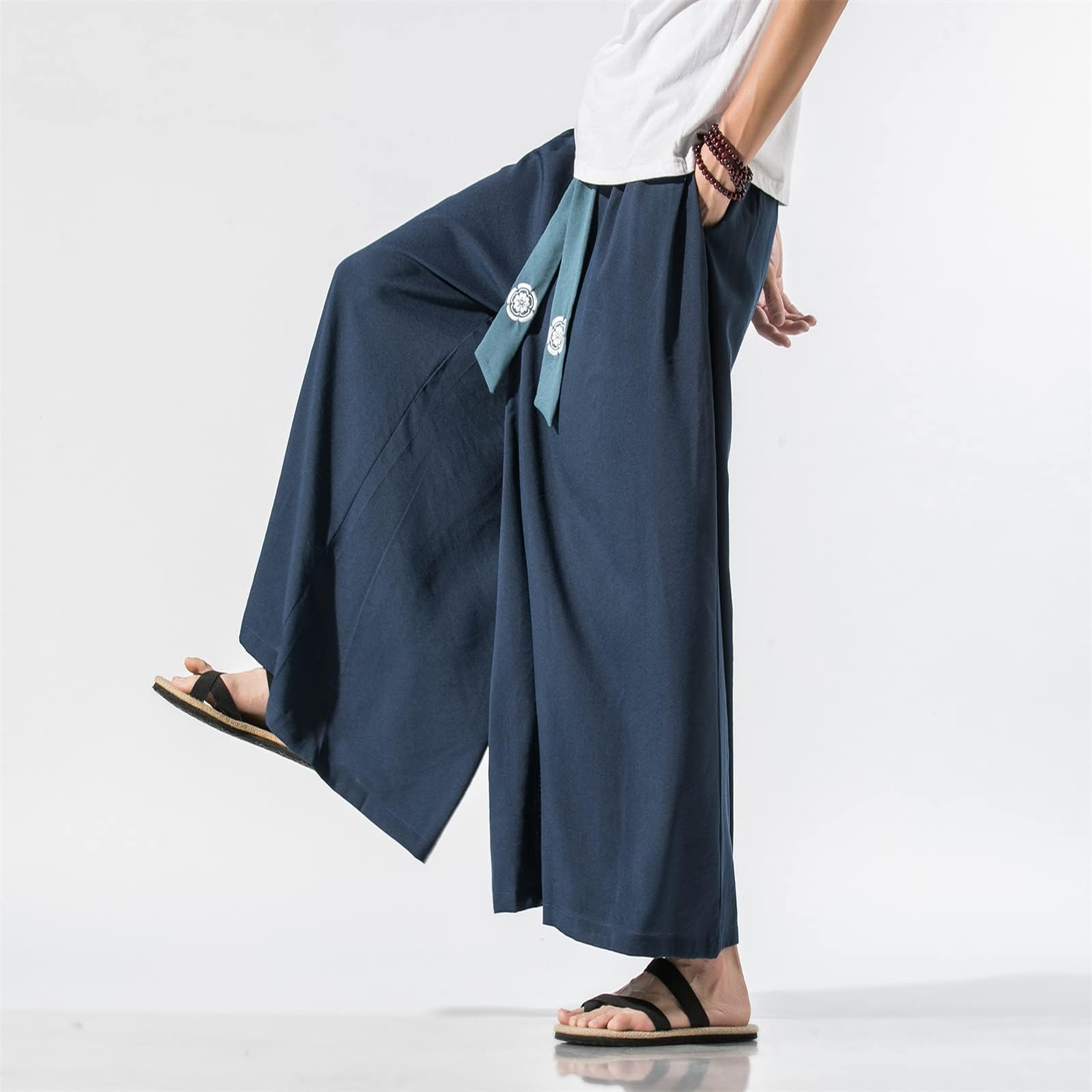 GURUNVANI Pantalon de yoga japonais à jambes larges pour homme, style hip-hop, baggy