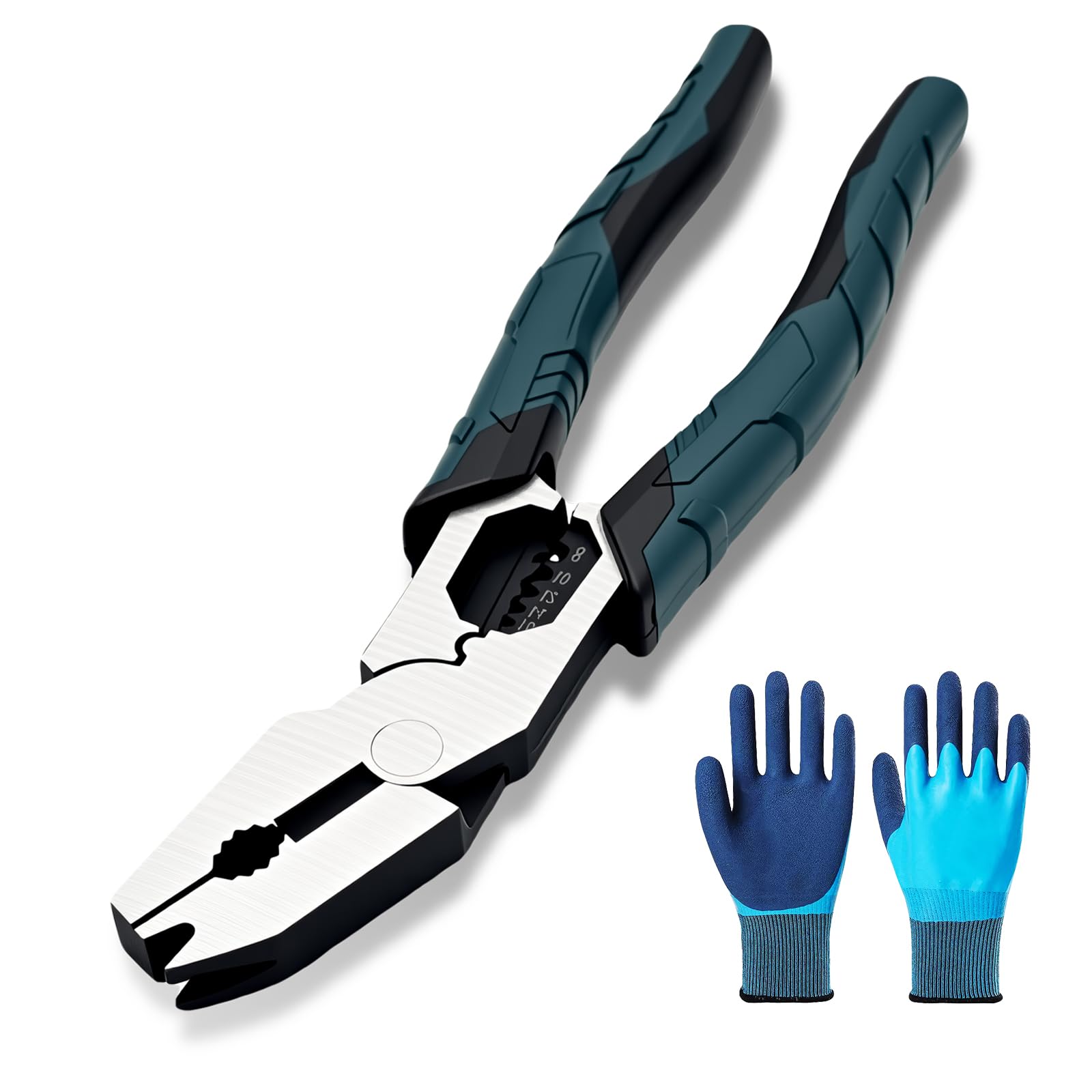 Industrial Multi-Function Cutting Pliers with V-Shaped Head, 9-in-1 Heavy-Duty Wire Cutter Crimper Cable for Electrician, 2026 Ergonomic Grip CR-V Stripper & Crimper Tool for Repair Work