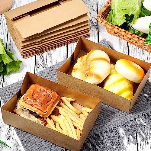 Image of Chinco 300 Pieces Paperboard Kraft Food Trays 4 Corner Pop up Food Tray Disposable Foldable Cardboard Movie Night Snack Party Container Box for Holding Drink at Stadiums or Theaters (Brown)