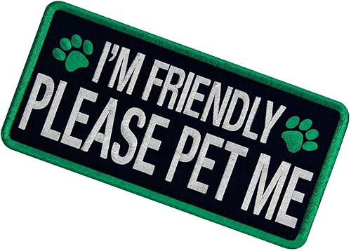 Miniatura 4 de Service Dog I'm Friendly Please Pet Me Parche Bordado ChalecoArneses Insignia de Gancho y Bucle Emblema