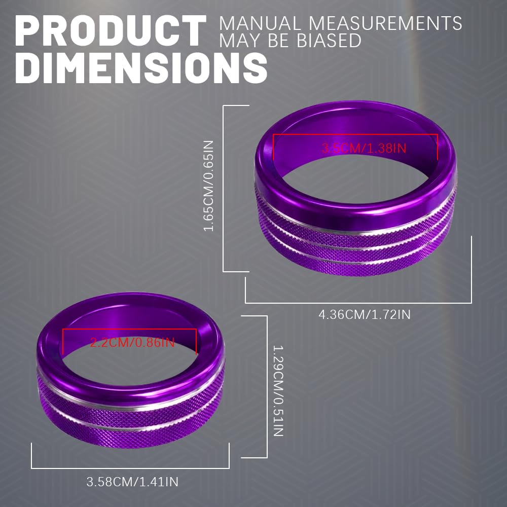 3PCS Air Conditioner Switch Button Knob Cover Aluminum Alloy Knob Ring Trim Cover Climate Control Knob Covers Auto — view 2