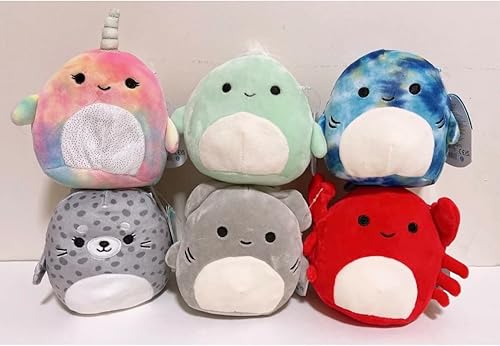 Miniatura 2 de Squishmallows Juego de 6 muñecas de peluche Kellytoy de animales marinos surtidos de 5 pulgadas