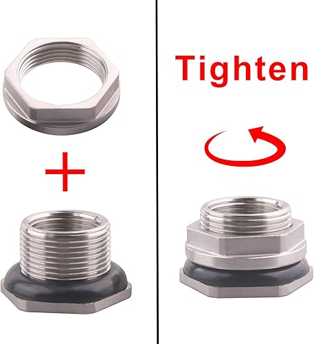 Miniatura 3 de DERNORD Conector de tanque de agua hembra de 1 pulgada, accesorios de mamparo de acero inoxidable, paquete de 5