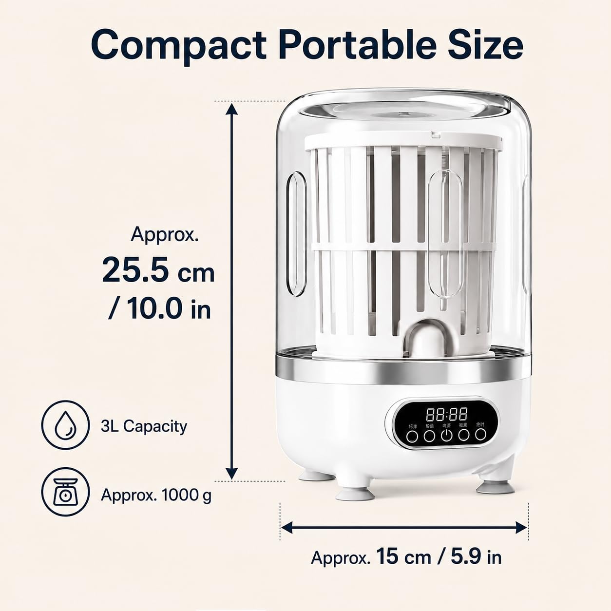 Mini lavatrice portatile ricaricabile 3 modalità di lavaggio con centrifuga | Uso all'aperto di pulizia dell'indumento di progettazione leggera dell'apparecchio compatto della lavanderia di viaggio