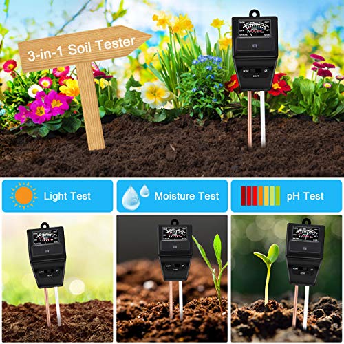 Hotelvs BodempH-meter, 3-in-1 Bodemvocht, licht en pH-sensormeter voor binnenplanten, gazon, tuin, landbouw, geen… - Image 4