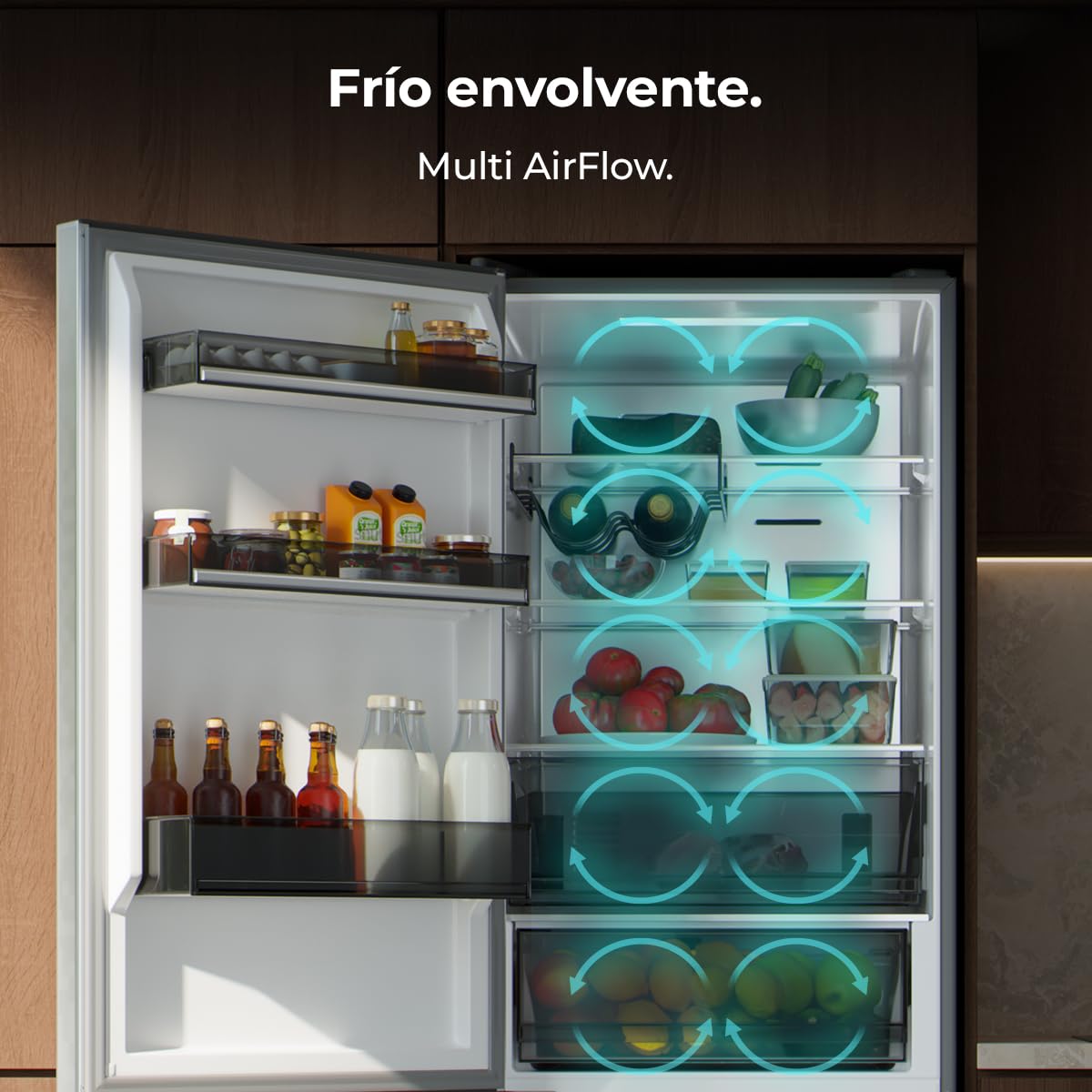Cecotec Frigorífico Combi 409L Total No Frost Bolero CoolMarket Combi 409 Inox C. Altura 185cm, MAX INSIDE con VIP Tech, Compresor Inverter Plus, Bajo Consumo, Cajón Temperatura Variable, Inox