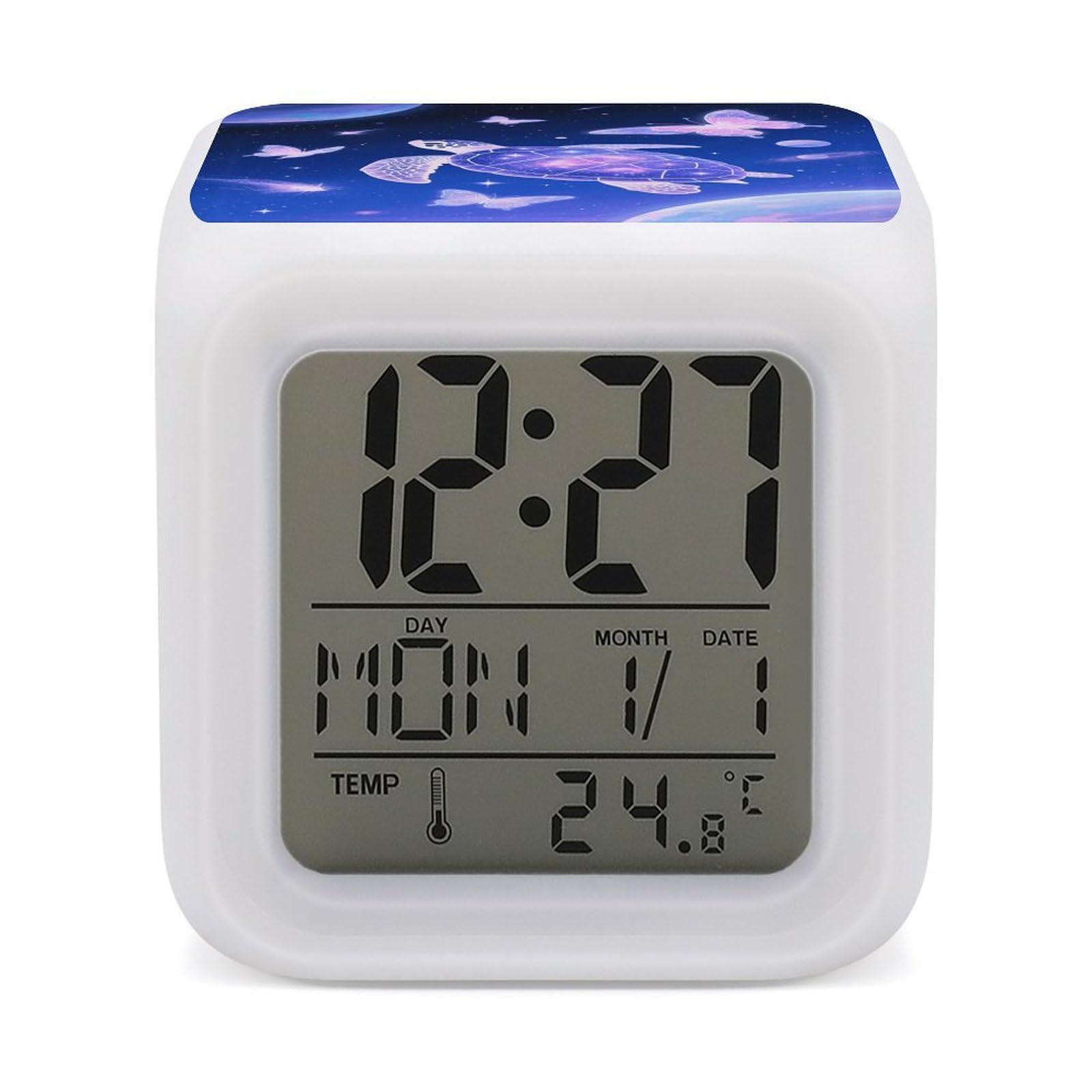 VstaDank Turtle Alarm Clock Sleep Trainer 7 Color Changing Night Light Modern Touch Bedside Lamp Fashion Digital Clock with Temperature Display Wake Clocks for Loud Alarm