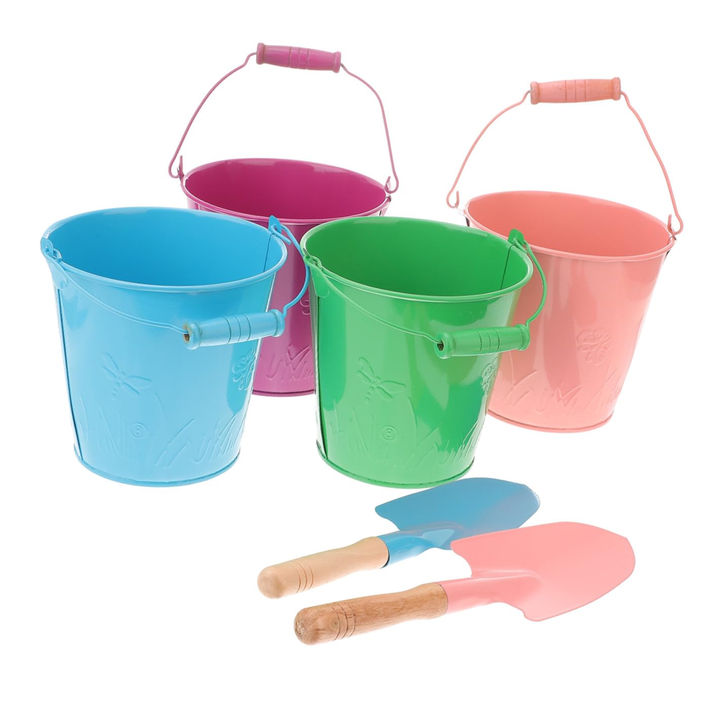 Secchiello Mare 6pezzi in Ferro con Manico, Giocattolo Creativo | Paletta Inclusa, per Bambini e Bambini Piccoli, Vacanze Estive, Gioco da Spiaggia Colore Casuale