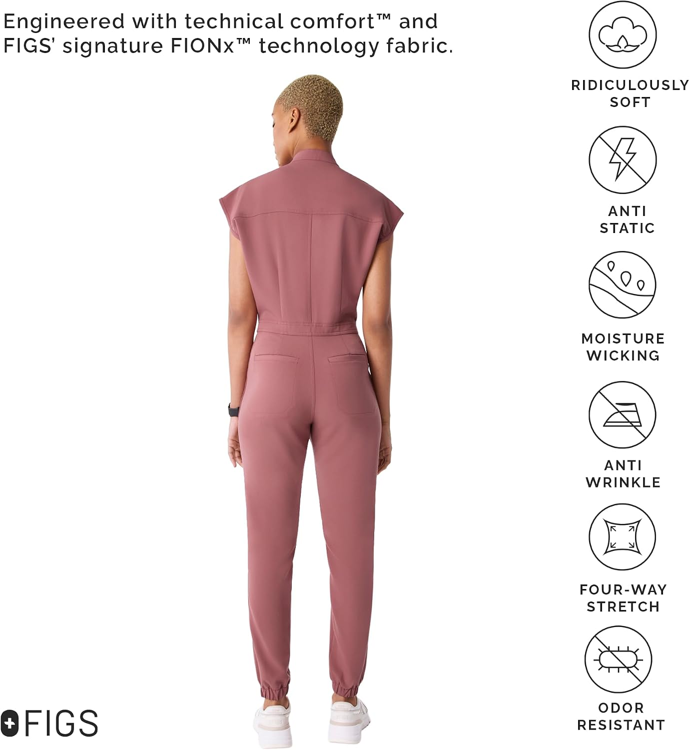 FIGS Rafaela Cargo ScrubJumpsuit for Women — Comfortable Fit One-Piece Jogger Scrub Set, High Rise Waistband, 9 Pockets