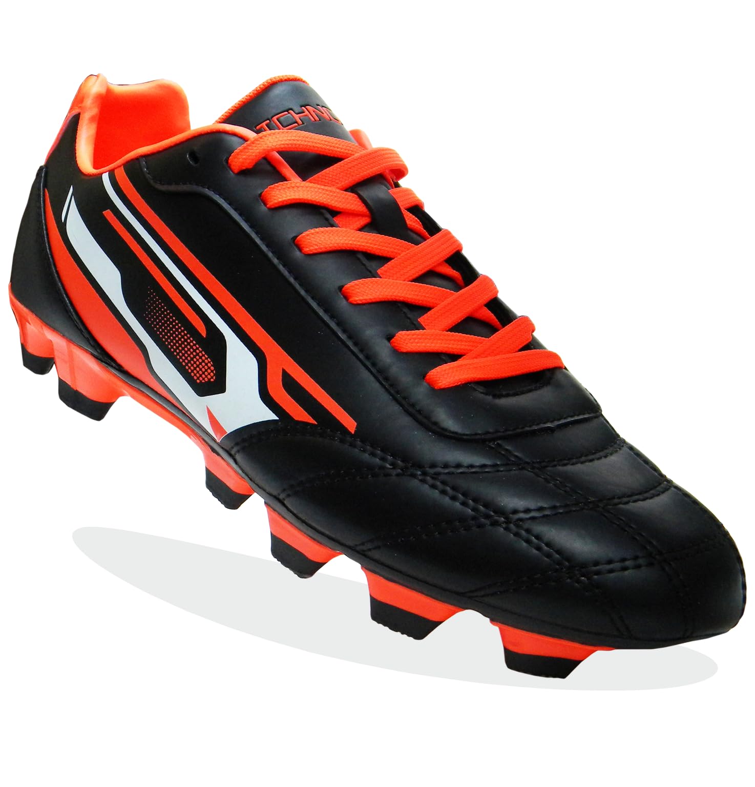Downforce FG Firm Ground Moulded studs football boots Black/Orange/White-image-39