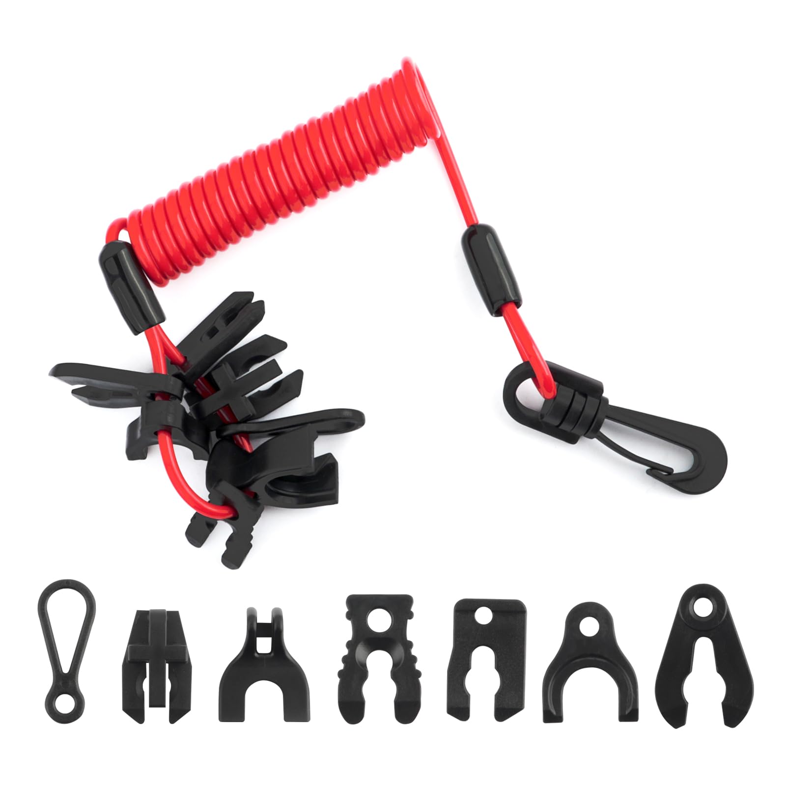 Boat Kill Switch Lanyard with 7PCS Key,Portable and Stretchable Kill Switch Lanyard Emergency Braking of Boat Motor,Kill Switch for Boat Compatible with Mercury Yamaha Honda Tohatsu