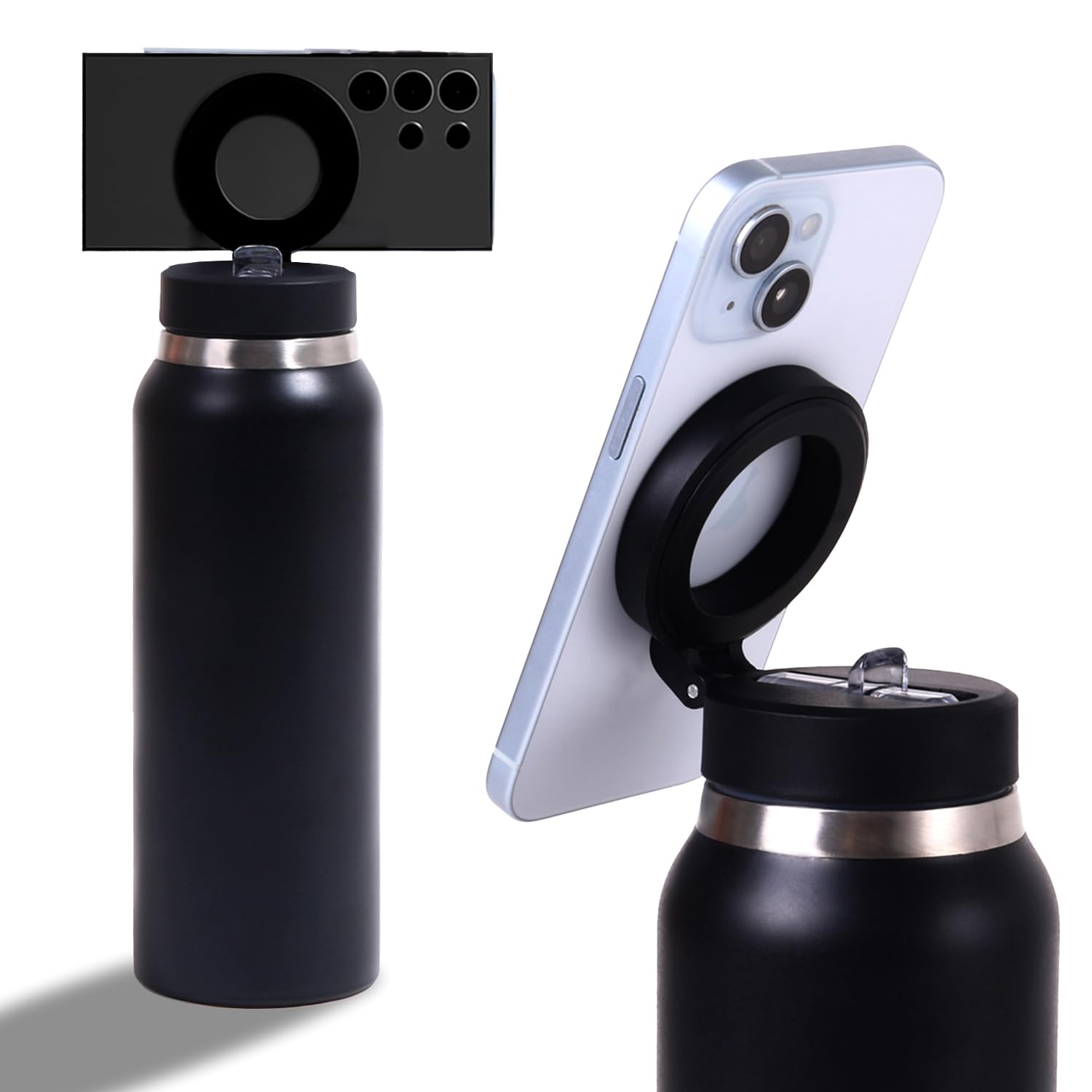 Bigsmall MagSip 3-in-1 Water Bottle, Phone Stand & Tripod | 750ml Stainless Steel, MagSafe Compatible with Adhesive Booster Ring for All Smartphones | Ideal for Work, Travel & Gym-picture-26