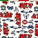 Pingianer - Tessuto con motivo auto, veicoli da cantiere, polizia, vigili del fuoco, 100% cotone, per bambini, tessuto a metraggio, Vigili del fuoco della polizia, 300x160cm (11,99€/m)
