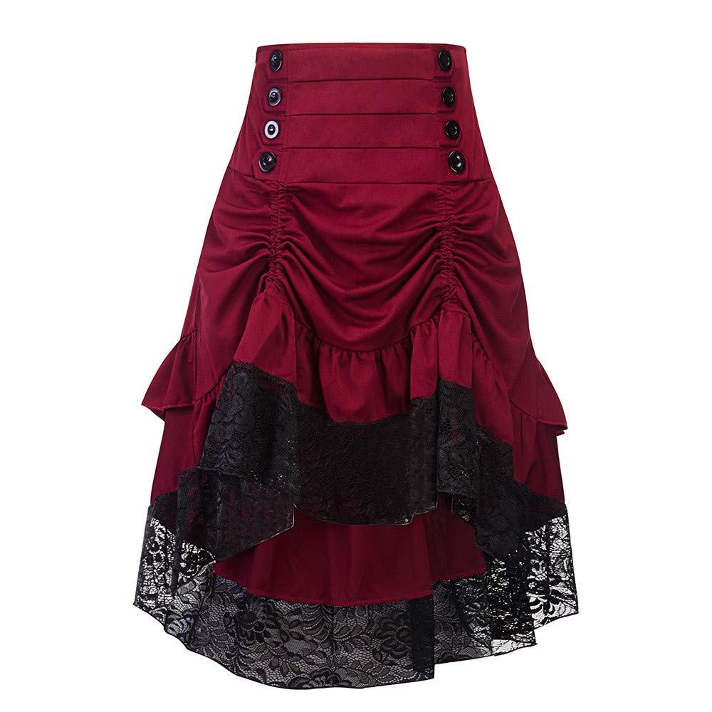 2026 Jupe rétro Coutures Dentelle Sac Hanche Automne Hiver Bouton Femme élégante