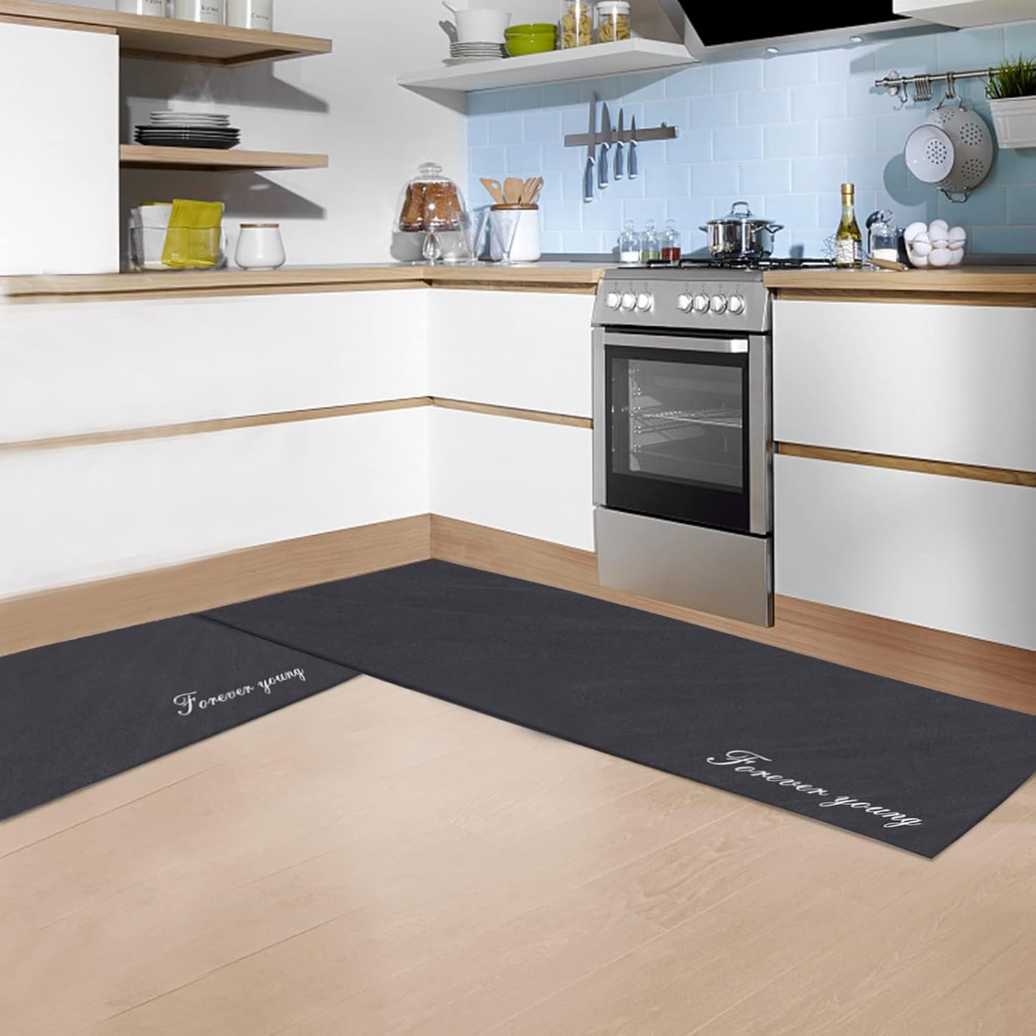 2 Piece Kitchen Mats for Floor, NonSlip Kitchen Floor Mats, Quick Dry