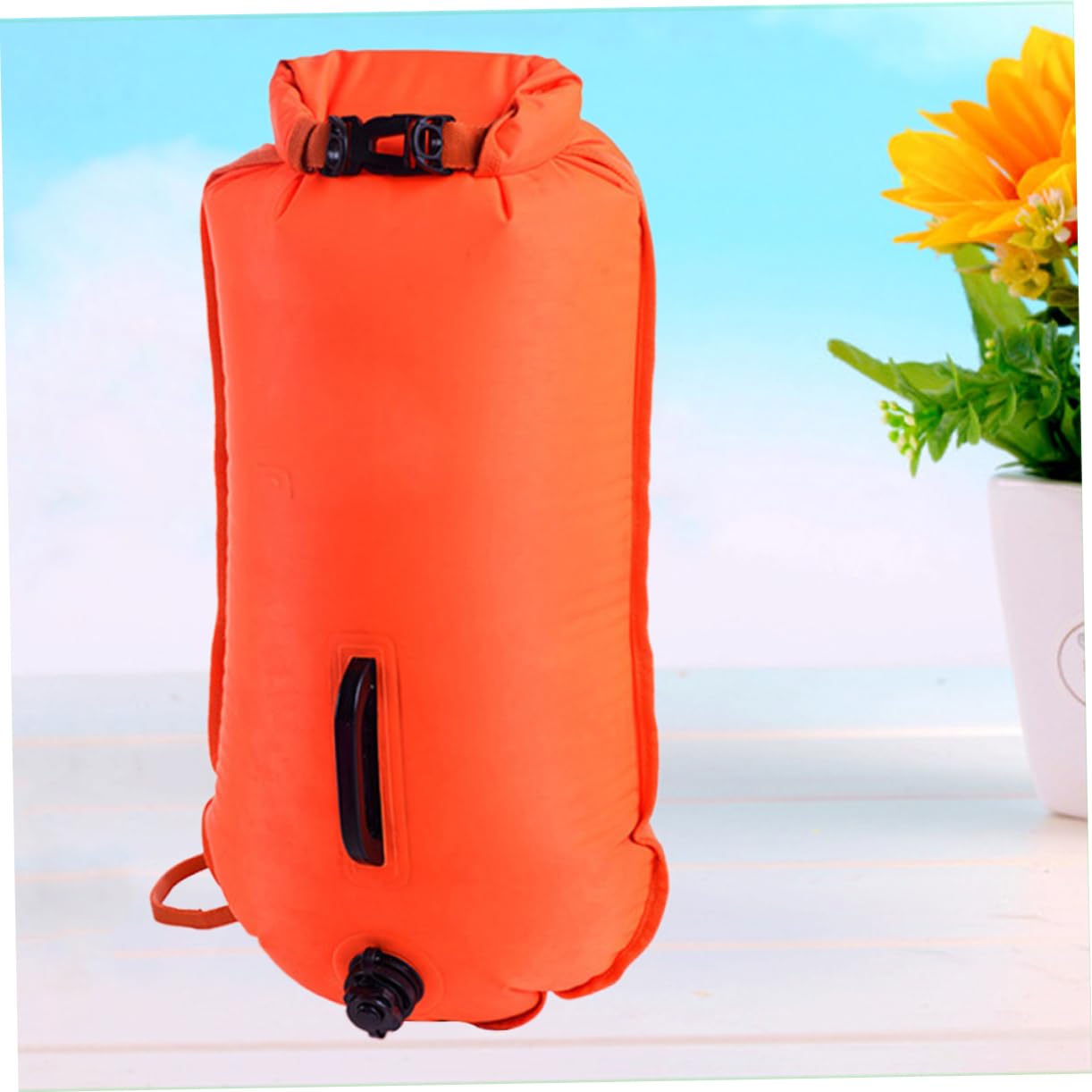 Yardwe Schwimmboje für Offenes Wasser mit Großer Trockentasche Orange Nylon