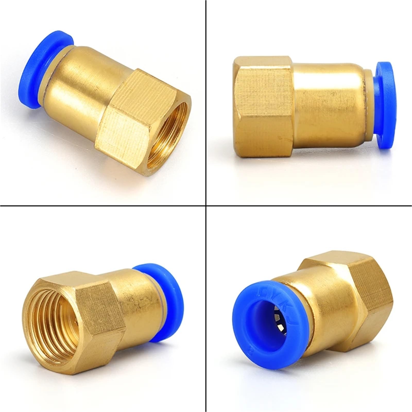 Szybkozłącze pneumatyczne do węża 4, 6, 8, 10, 12 mm, gwint wewnętrzny 1/8", 3/8", 1/2", 1/4", mosiądz, 1 sztuka (8-04,10 szt.)