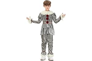 BesserBay Silver Gray Kids Clown Costume Creepy Set 1-12 Years