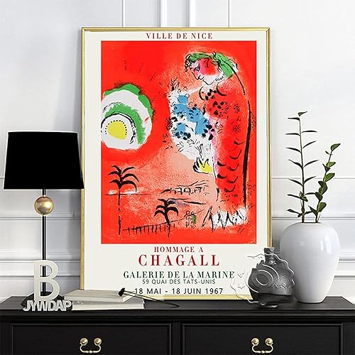 Marc Chagall - Póster de exposición, diseño de Galería de La Marine, arte abstracto para pared, arte de surrealismo, obra de arte vintage en lienzo,