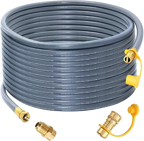 Mejorado 48 pies 12 pulgada Kit de extensión de manguera de gas natural con accesorios de conexión rápida para kit de conversión de gas de parrilla