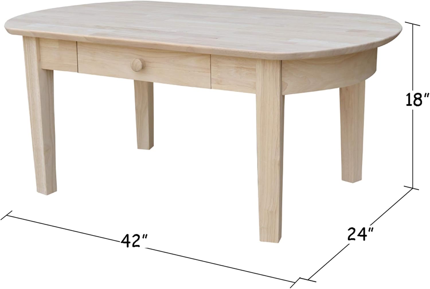 43.7" Natural Wood Oval Coffee Table with Storage