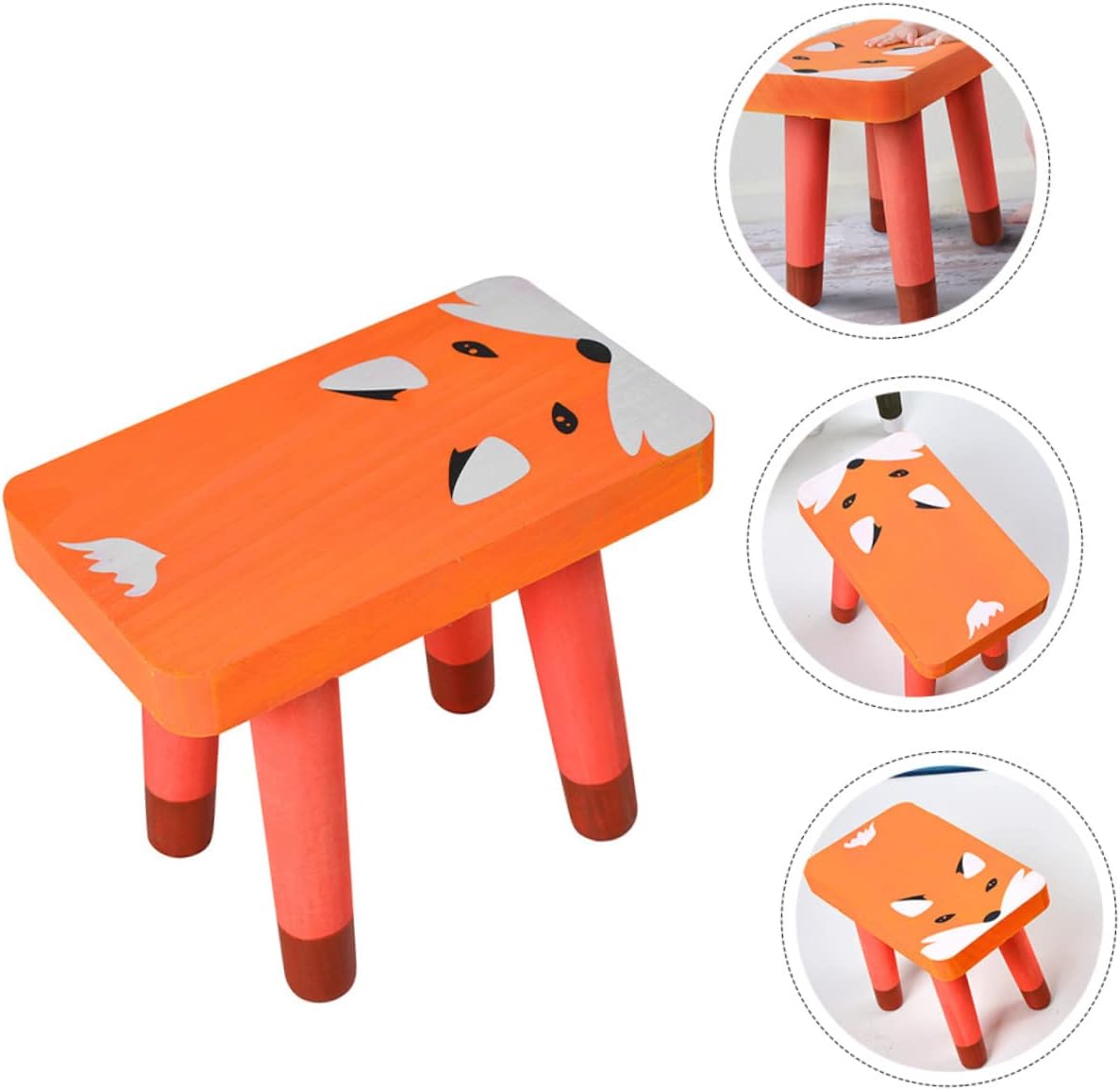 Cartoon Footstool for Boy Girl Low Stool for Household Use Lightweight Fox Design for Boy Girl's Rooms and Practical Step Stool