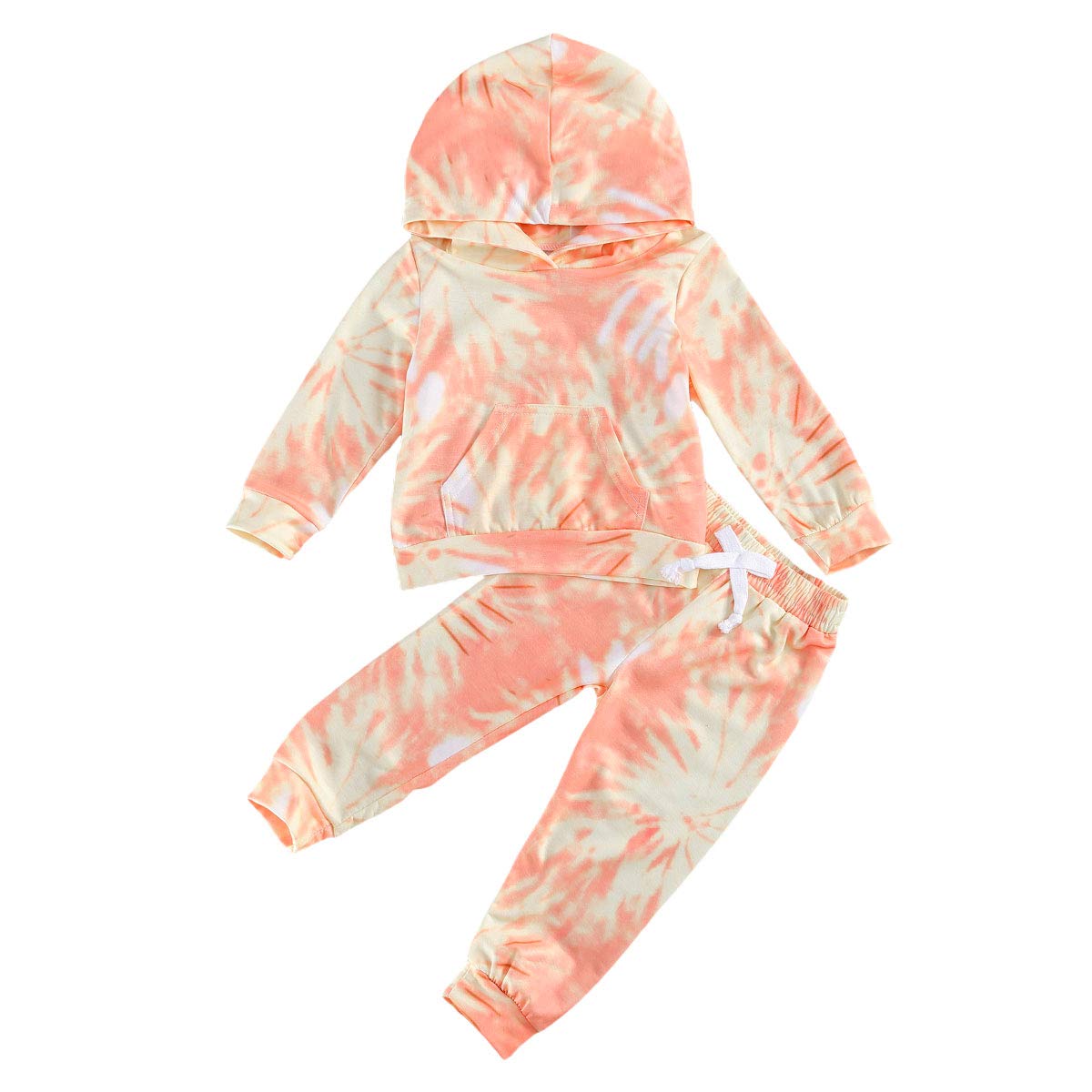 Toddler Kids Baby Girl Winter Clothes Set Tie Dye Print Long Sleeve Pocket Hoodies Top with Pants 2Pcs Tracksuit Sweatshirts (Spiral-Pink, 2T / 3T)