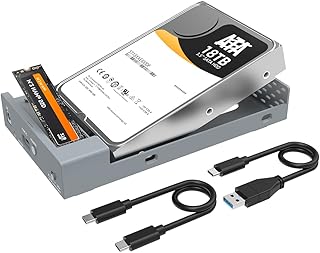 MAIWO Dual Bay Enclosure for M.2 NVMe/SATA and 2.5 3.5 inch SATA SSD/HDD, External Hard Drive to USB3.2 GEN2x1 Type-C Adapter, 10Gbps Transfer Speed