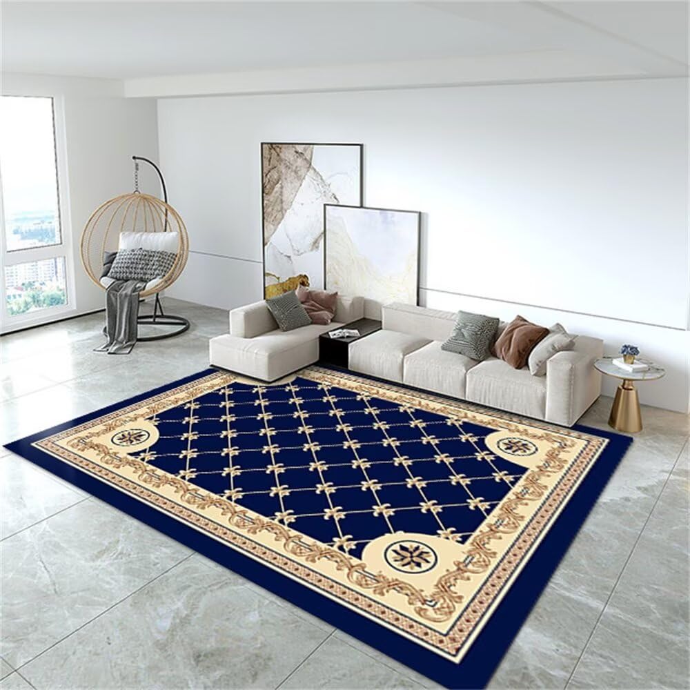 Tapis poil ras décoration chambre ado bleu tout doux 300x400cm rétro
