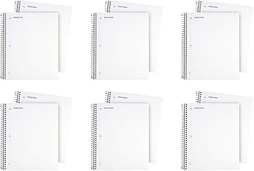 Mintra Office Cuadernos en espiral duraderos, 3 materias (blanco, rayas anchas, 12 unidades)