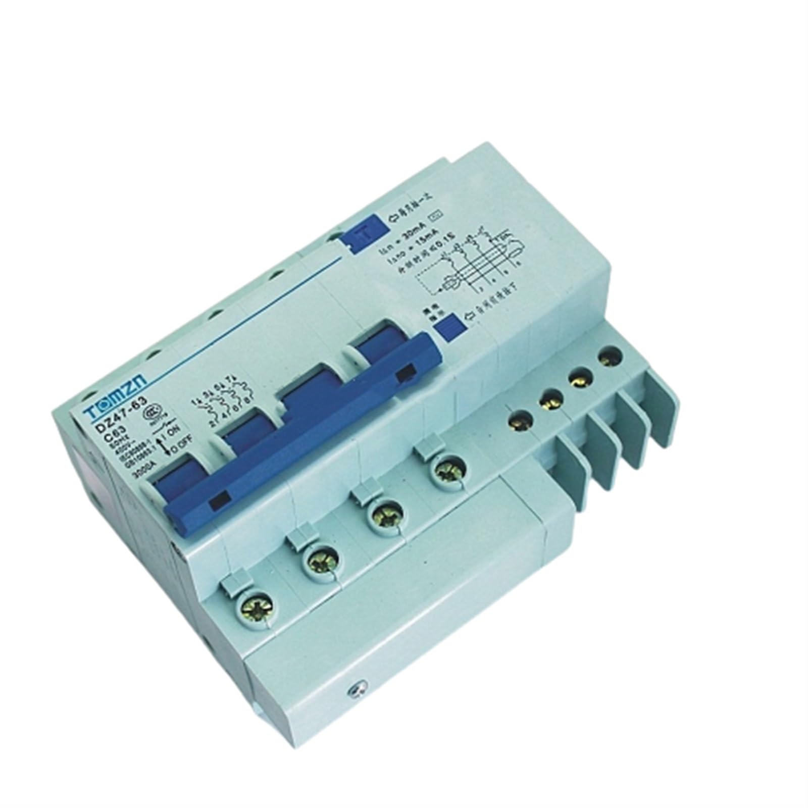 Disjoncteur différentiel 4P 63A DZ47LE63A type C protection surintensité 400V