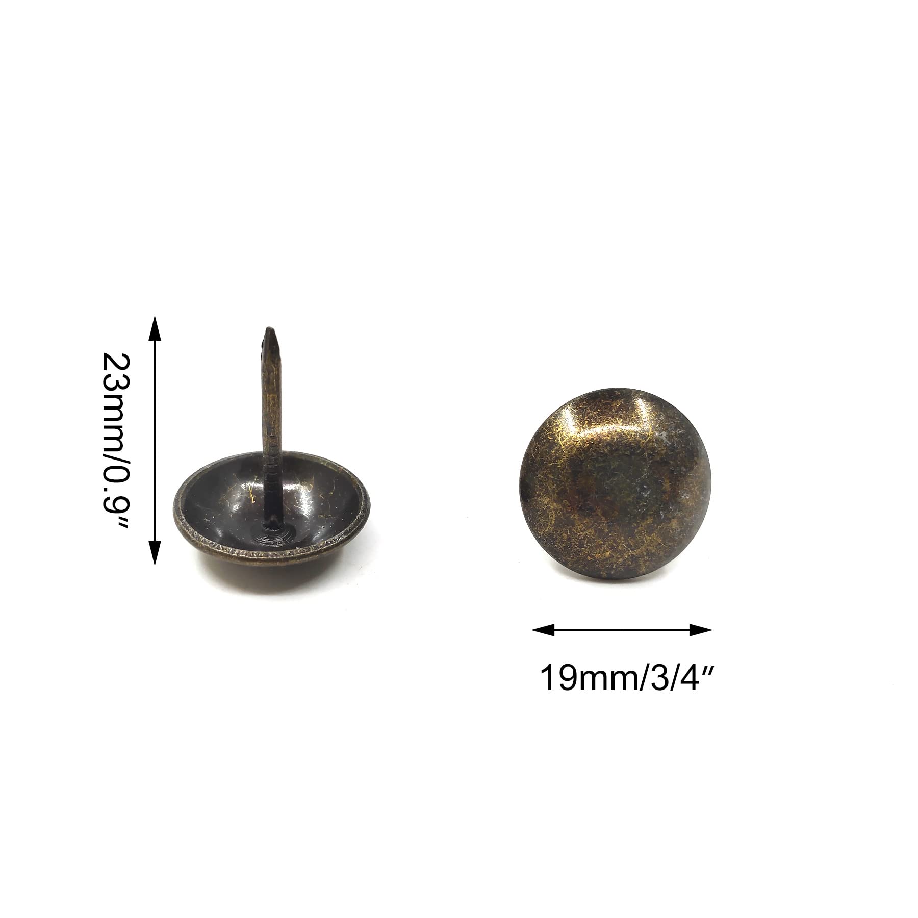 ZAYI 3/4” (19mm) Antique Brass Finish Upholstery Tacks, Furniture Nails Thumb Tacks Pins Assortment Kit for DIY Wood Furniture Décor 100PCS (3/4'', Bronze)