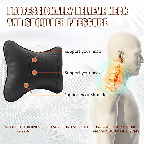 Miniatura 4 de Almohada de asiento de automóvil, almohada para el cuello del automóvil, almohada de apoyo para el cuello del automóvil, reposacabezas de cuero