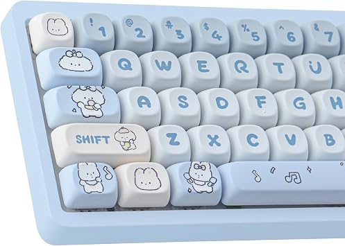 PBT MOA Keycaps - Cute Custom Keycap Set, 139 Keys, Dye-Sublimation for 61/64/68/84/87/100/104/108 Cherry MX Mechanical Keyboard Band Puppies