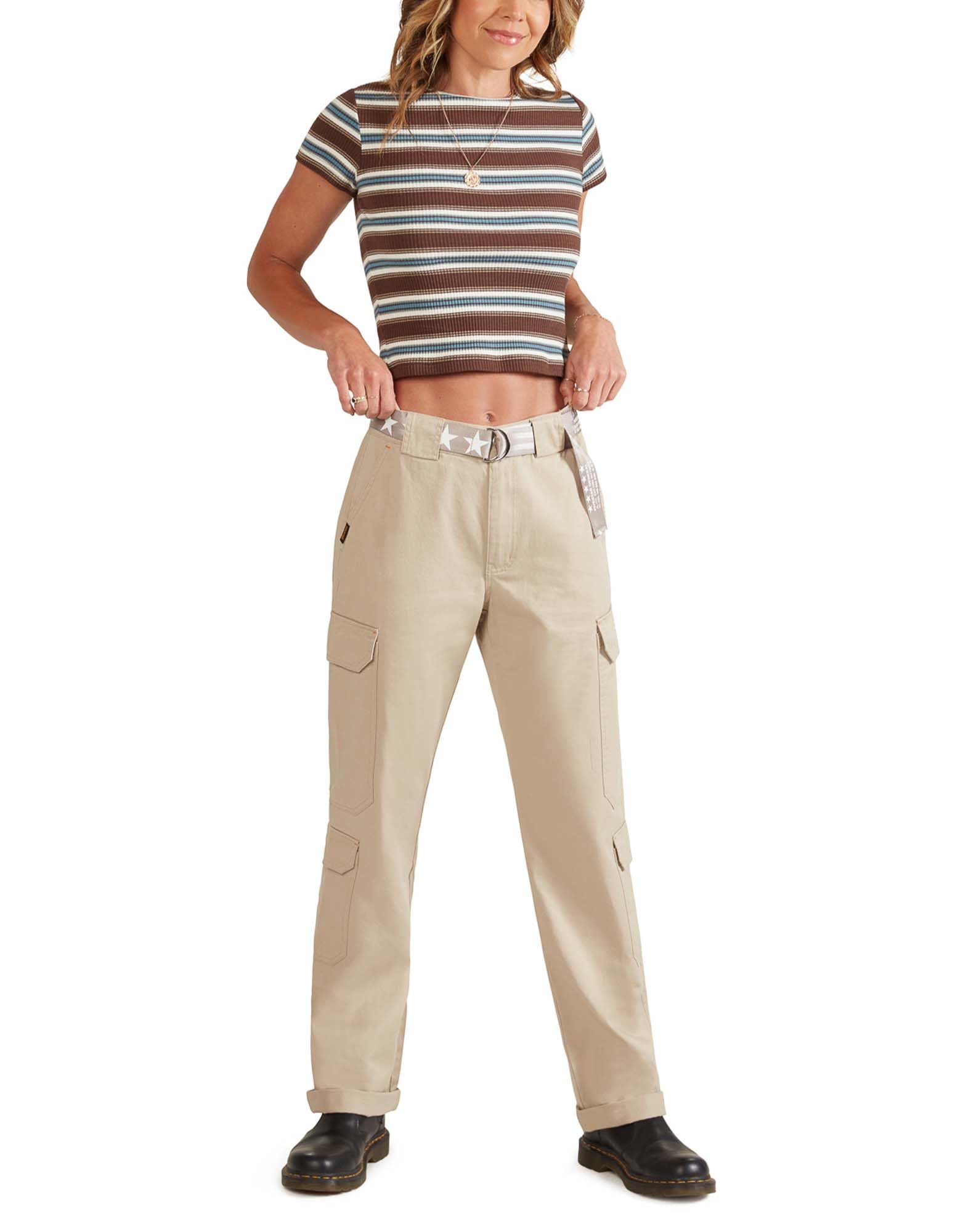 FIVESTAR GENERAL Women's Belted Sierra Utility Cargo Pant, High-Rise, Button Closure with Brass Zipper