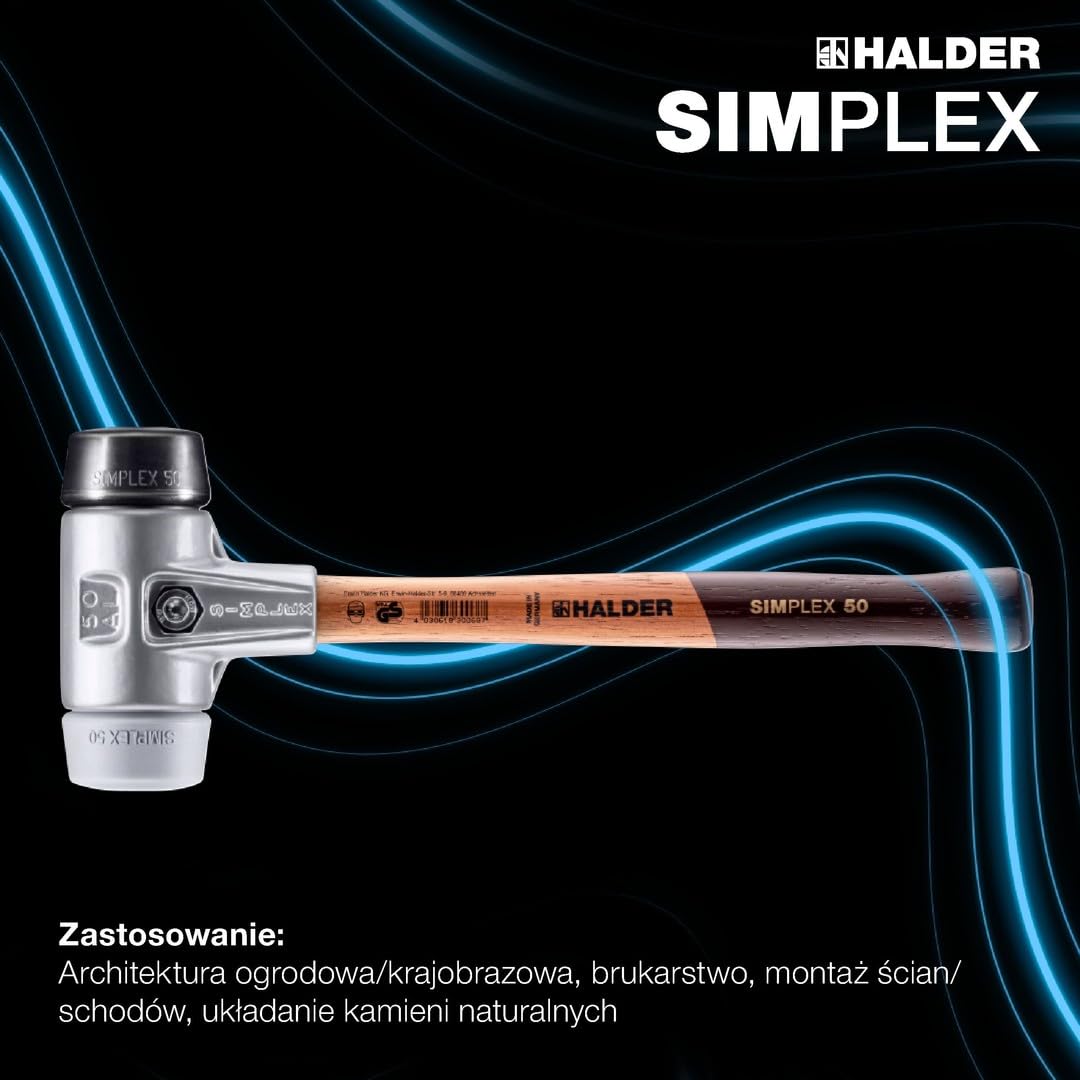 Halder 3123050" Simplex guma/TPE-Mid młot z miękkiej twarzy, wielokolorowy, 50 mm
