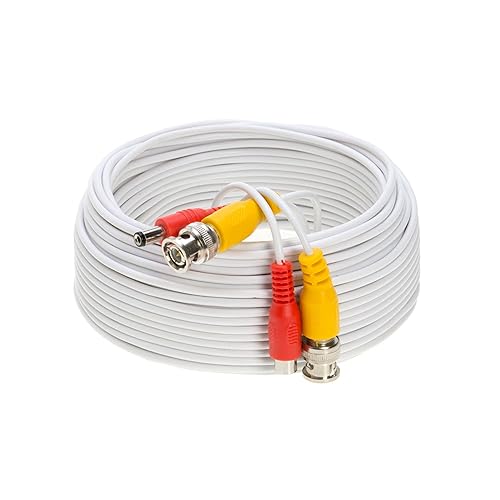 Miniatura 10 de Cable de extensión de video BNC prefabricado blanco de 20 pies para CCTV, cámara de seguridad, DVR, sistema de vigilancia, cable todo en uno Plug &