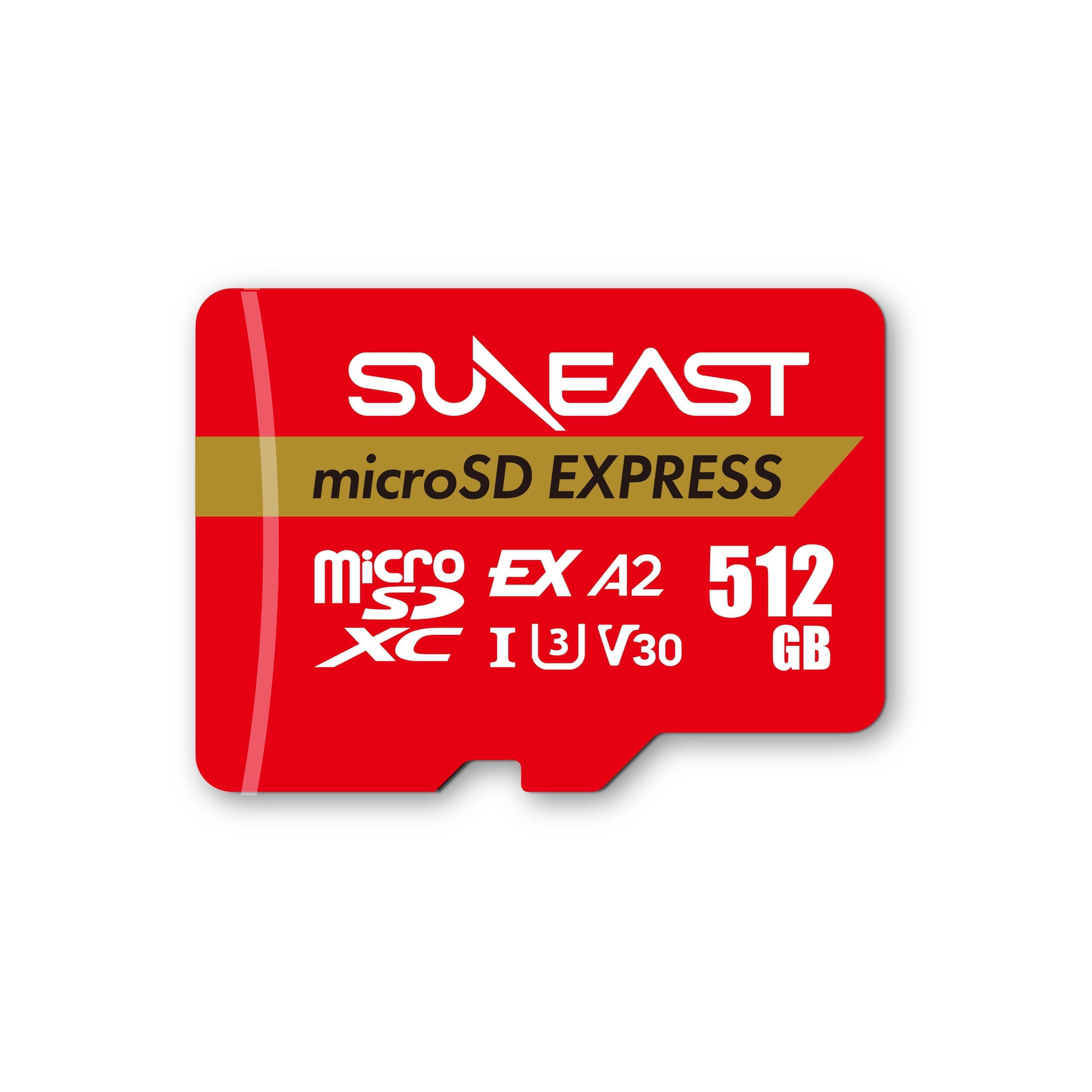 SUNEAST Tarjeta de memoria microSD Express de 512 GB, hasta 900 MB/s de lectura de 620 MB/s de escritura, U3 V30 UHS-I A1, compatible con Nintendo-Switch 2, Steam Deck, almacenamiento de alta