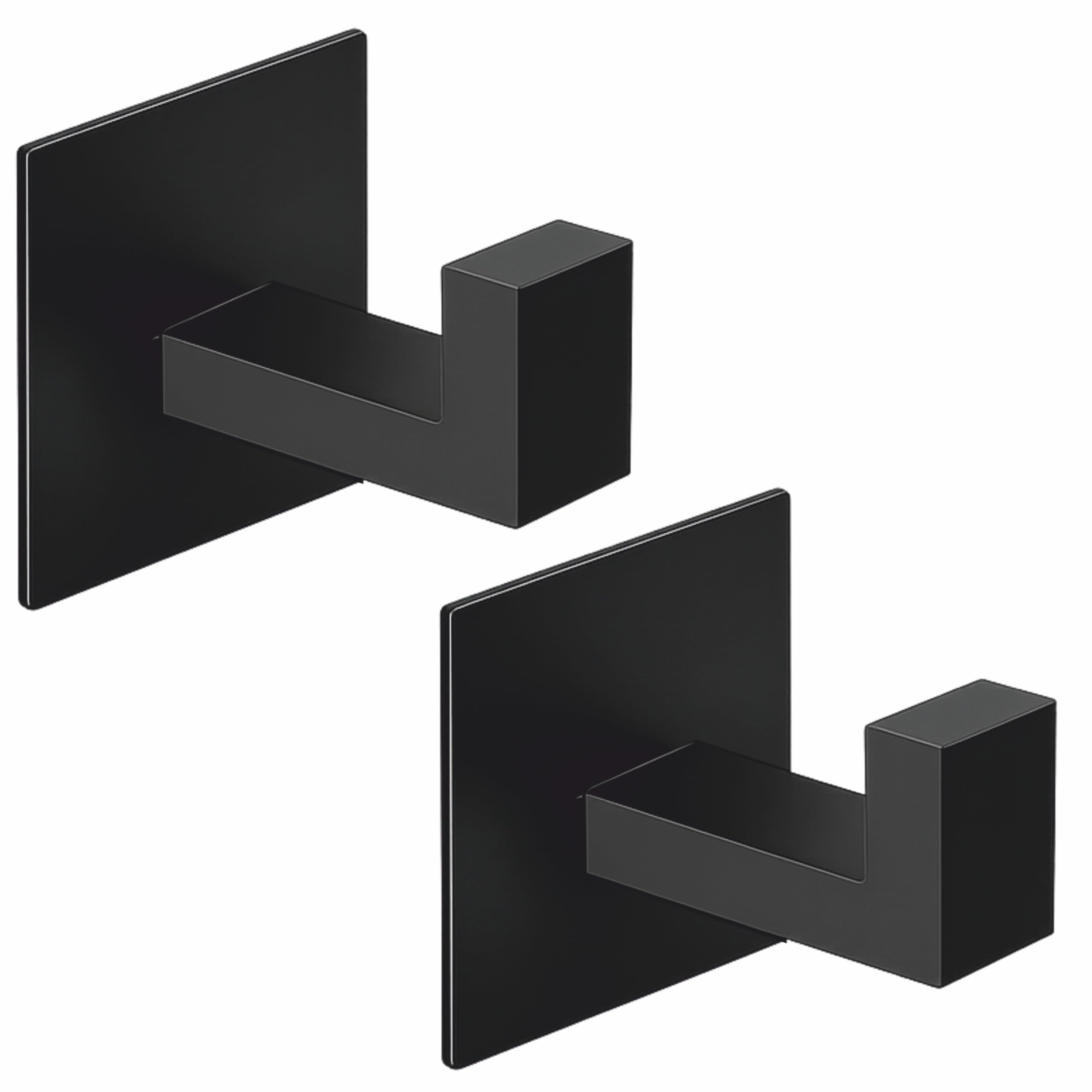 JIALTO 2 pcs Self-Adhesive Hooks: Heavy-Duty Waterproof Stainless Steel for Drilling-Free Wall Mounting - Ideal for Strong Coat, Kitchen, and Bathroom Towel Hanging (Matt Black)