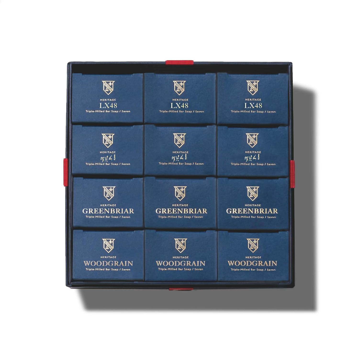 Caswell-Massey Natural Bar Soap for Men, Moisturizing Body Soap Bar for All Skin Types, Made with Essential Oils & Plant-Based Formula for Soft Skin, 4 Heritage Scents, 12 Bars x 5.8 oz Gift Set