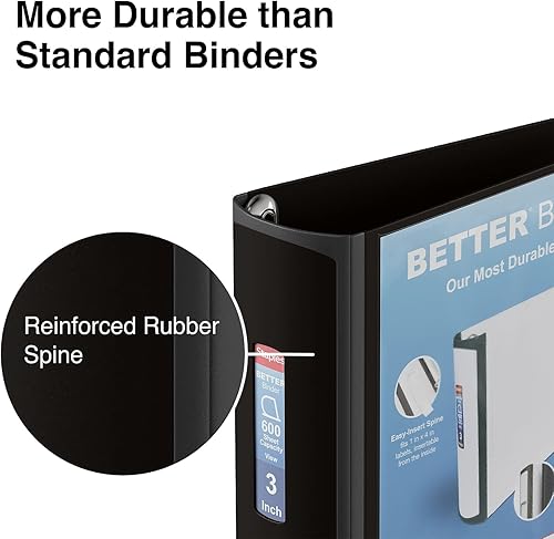 Miniatura 5 de Staples Better View carpeta con 3 anillos en forma de D de 3 pulgadas, Negro