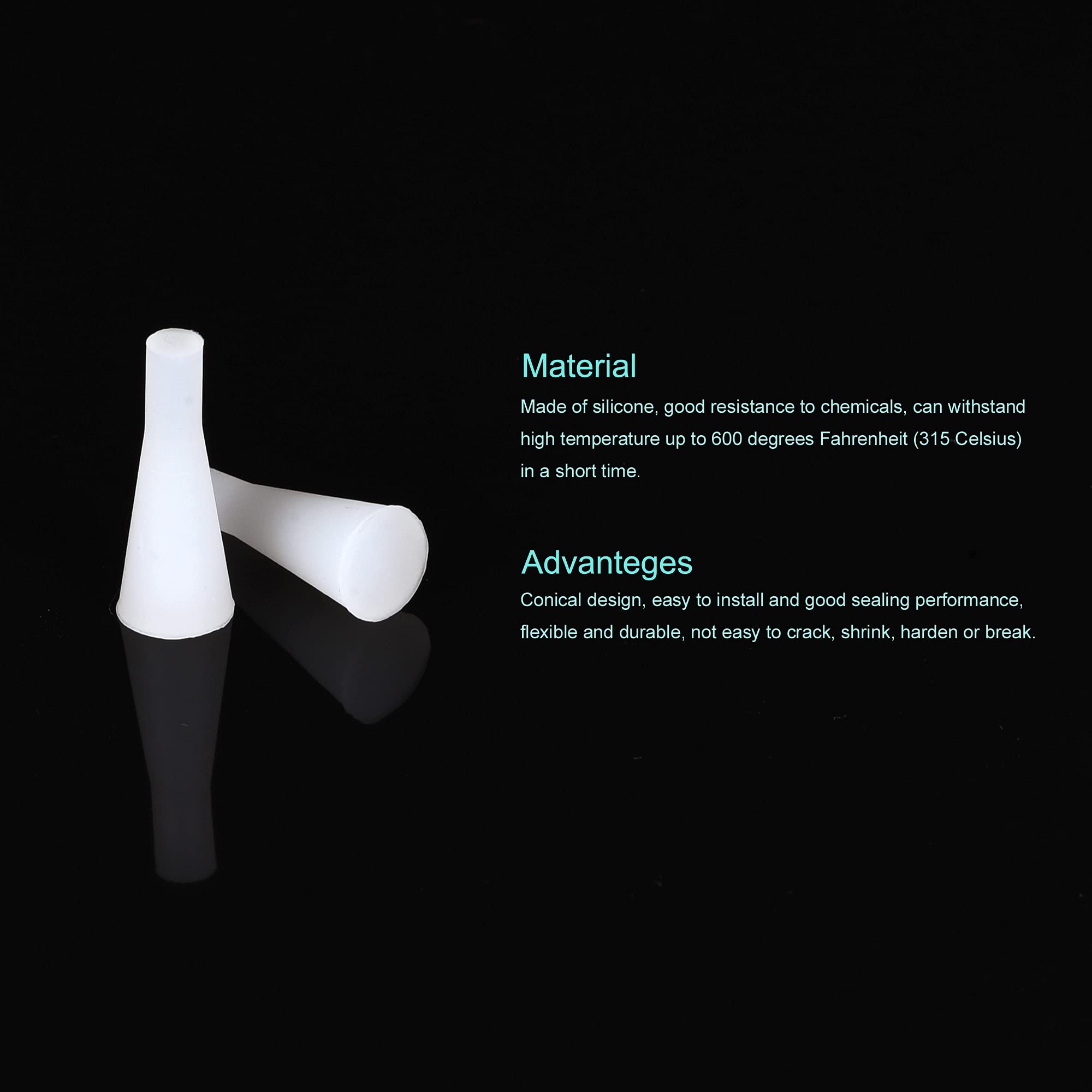 Jutagoss - 10 Tapones De Silicona, Tapón Cónico De 8-12 Mm Con Orificio, Tapones Blancos Perforados Para Agujeros De 10 Mm, Tapón De Silicona Para Tubo De Prueba De Laboratorio
