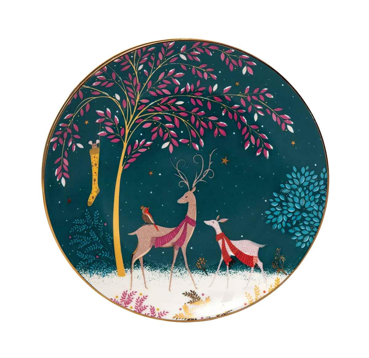 Sara Miller London, collezione Woodland Tales, set di 4 piatti, assortiti, verde