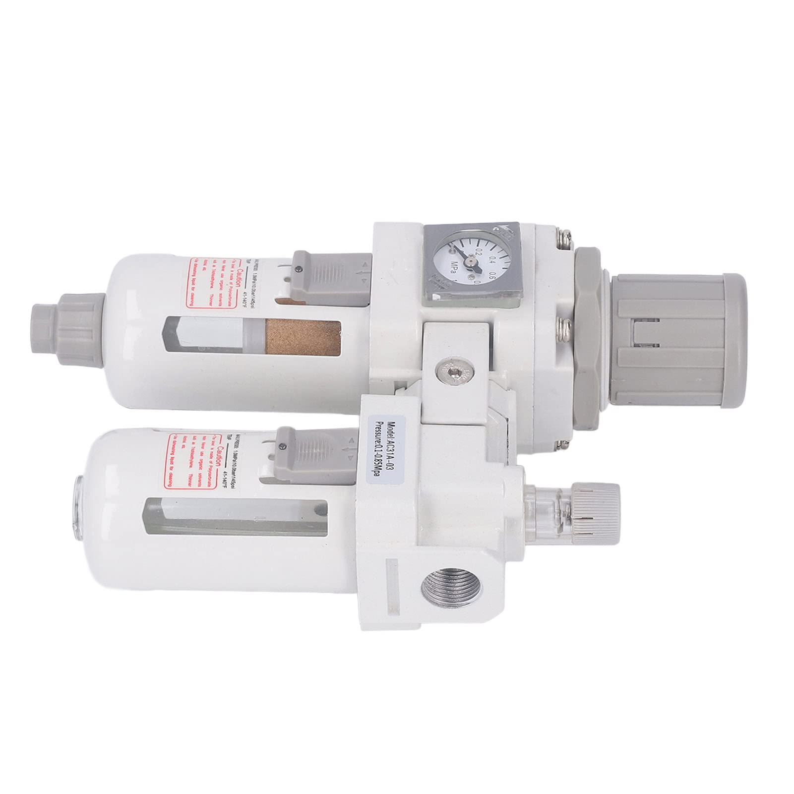 Regulador de presión de aire Filtro separador de agua y aceite, Regulador de filtro de aire comprimido G3/8 pulgadas, Filtrado ajustable con cuerpo de aleación de aluminio,