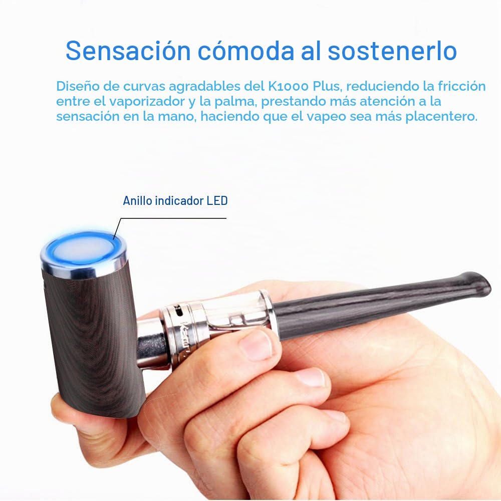Kamry K1000 Plus cigarrillo electrónico e pipe, 1000mah 30W Big Vapor, flujo de aire ajustable, atomizador recargable, sin nicotina (negro)