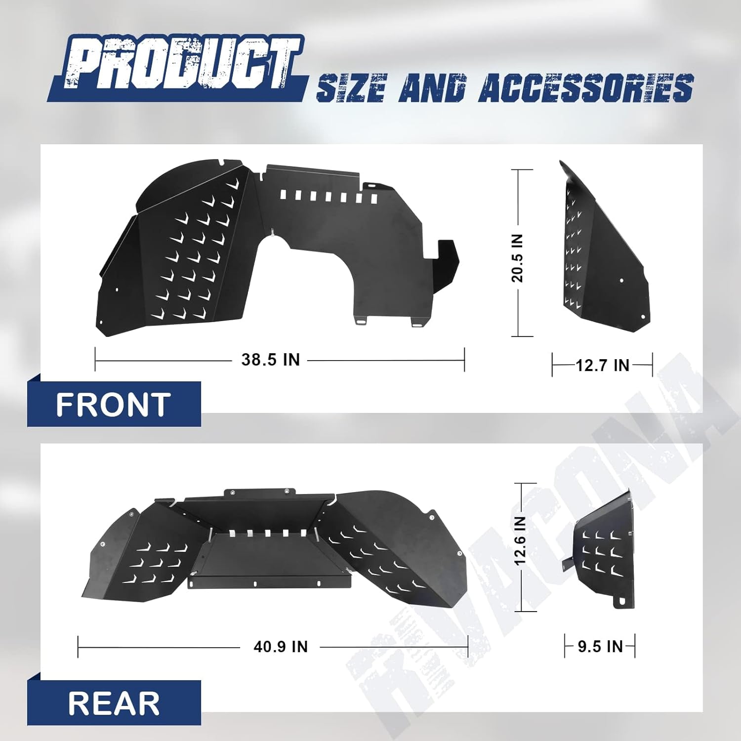 Inner Fender Liners Fit for Jeep 2019 2020 2021 2022 2023 2024 2025 Gladiator JT Unlimited, 4PCS Front and Rear Off-Road Inner Fender Flares Wheel Well Cover Splash Guards, Passenger and Driver Side