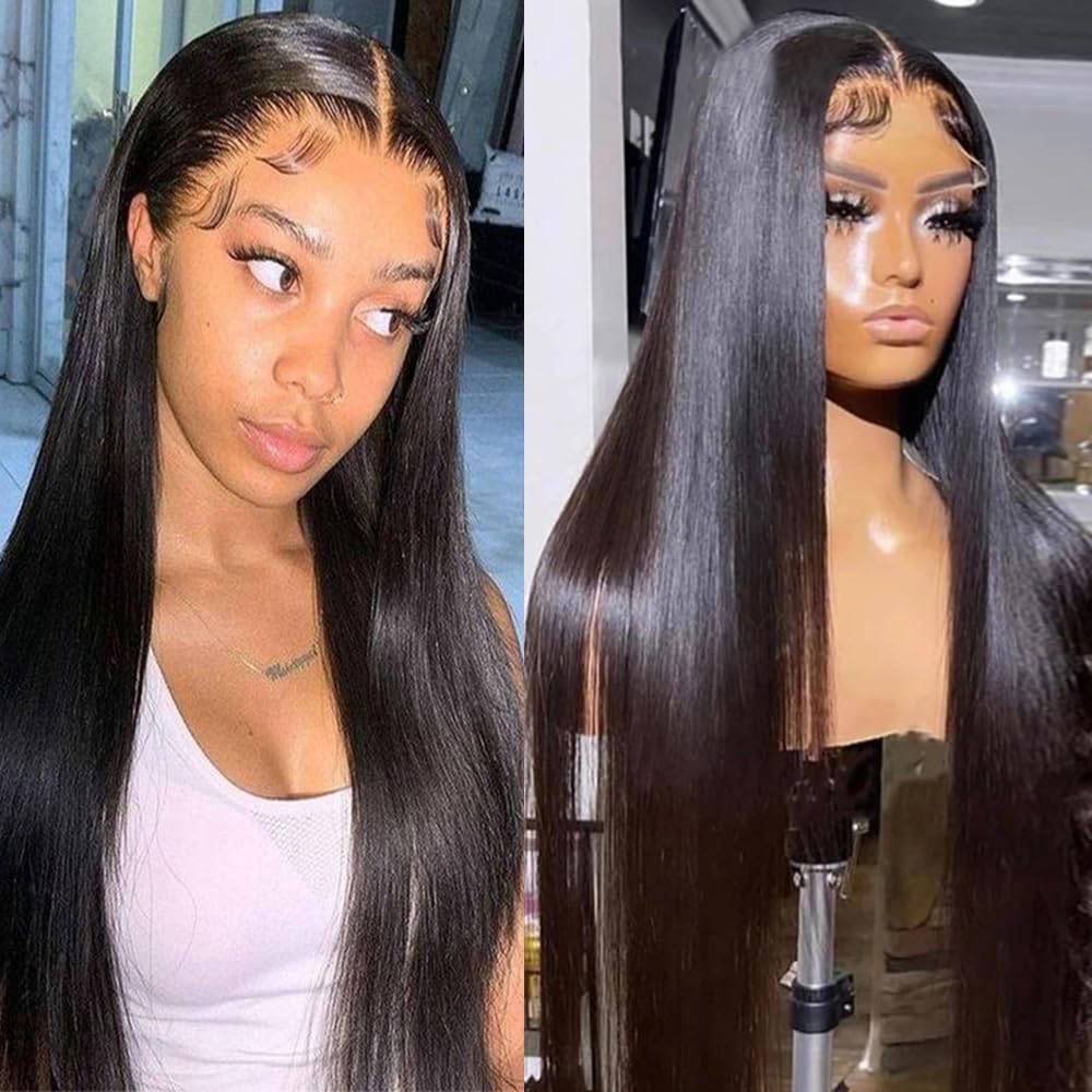 Maycaur Long Straight Hot Pink Lace Front Wigs Pre Plucked Hairline Glueless Hair Rose Red Synthetic Lace Front Wigs for Fashion Women Heat Resistant Fiber