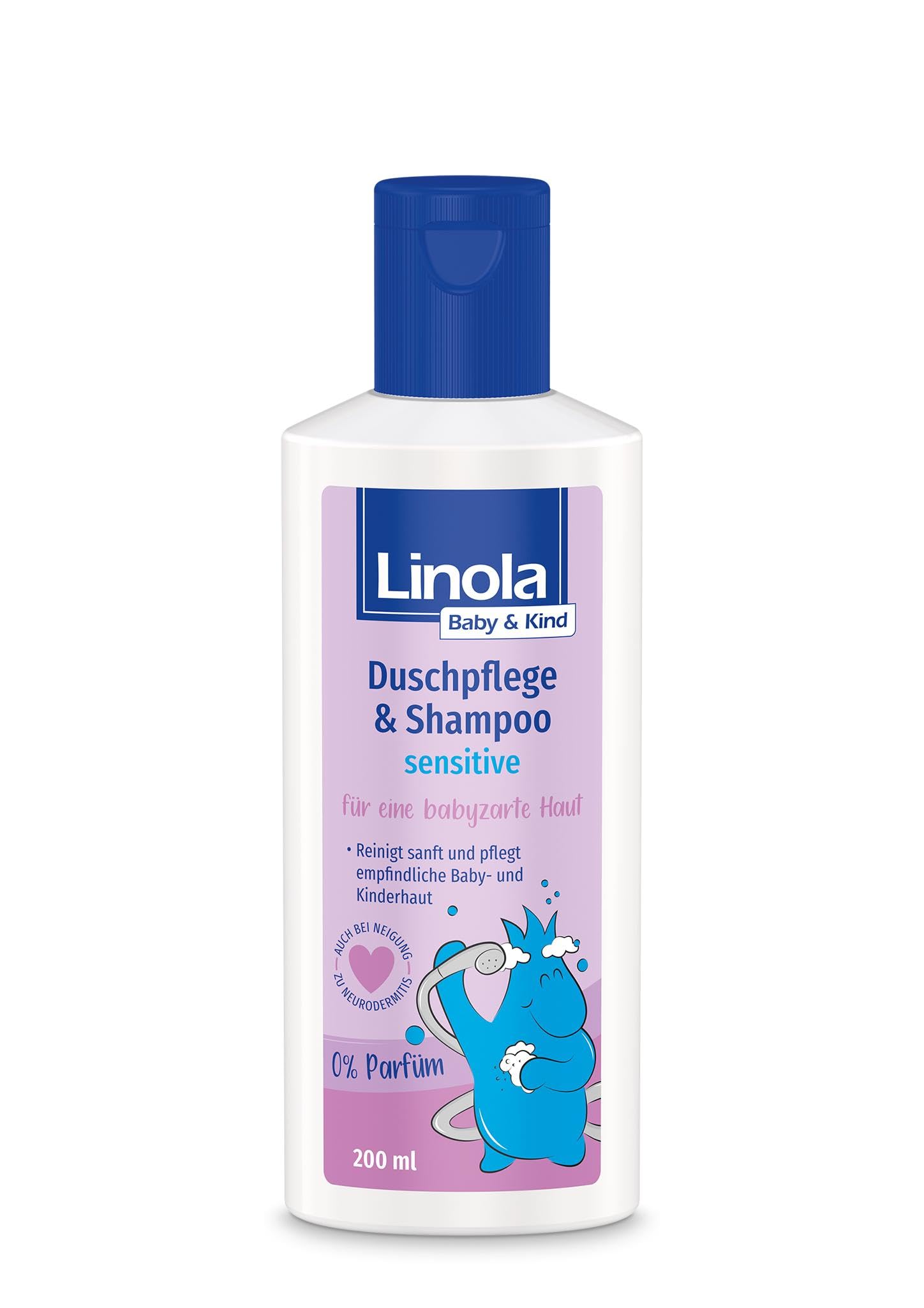 Linola Baby & Kind Duschpflege & Shampoo sensitiv - 1 x 200 ml - Für Haut und Haar | 2-in-1 Duschgel & Shampoo für sensible Baby- und Kinderhaut