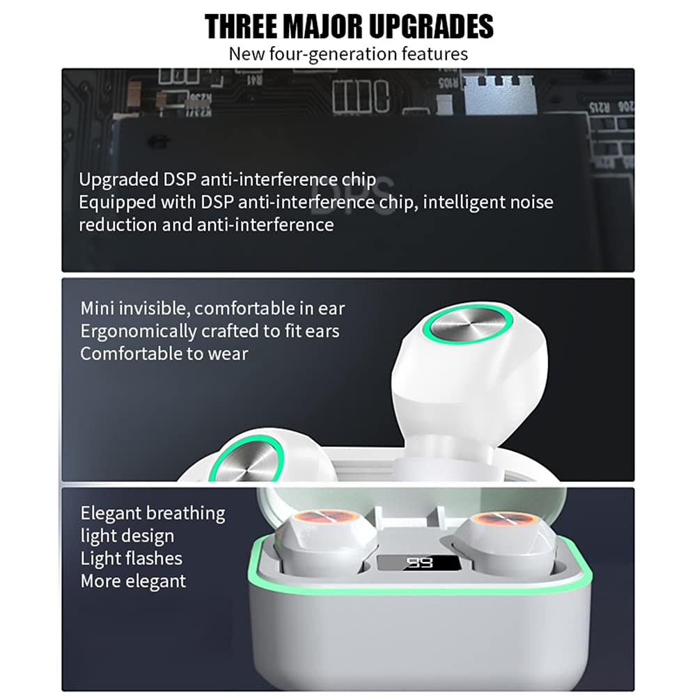Prawdziwe bezprzewodowe słuchawki, słuchawki bluetooth z mikrofonem, wyświetlacz LED Muzyka Słuchawki Sporty Earbuds HiFi Stereo Stereo, do pracy, Sport, Gra,Black